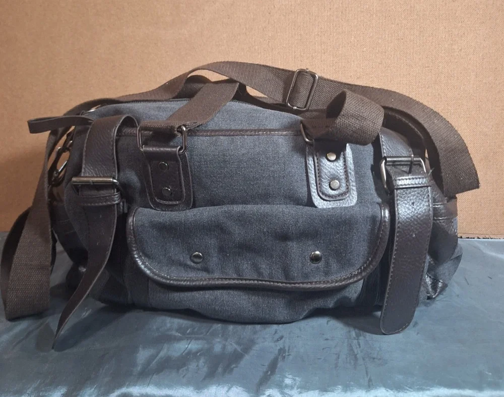 Men Canvas Duffle Travel Bag Vintage Duffel Men's Tote Portable Luggage Bag